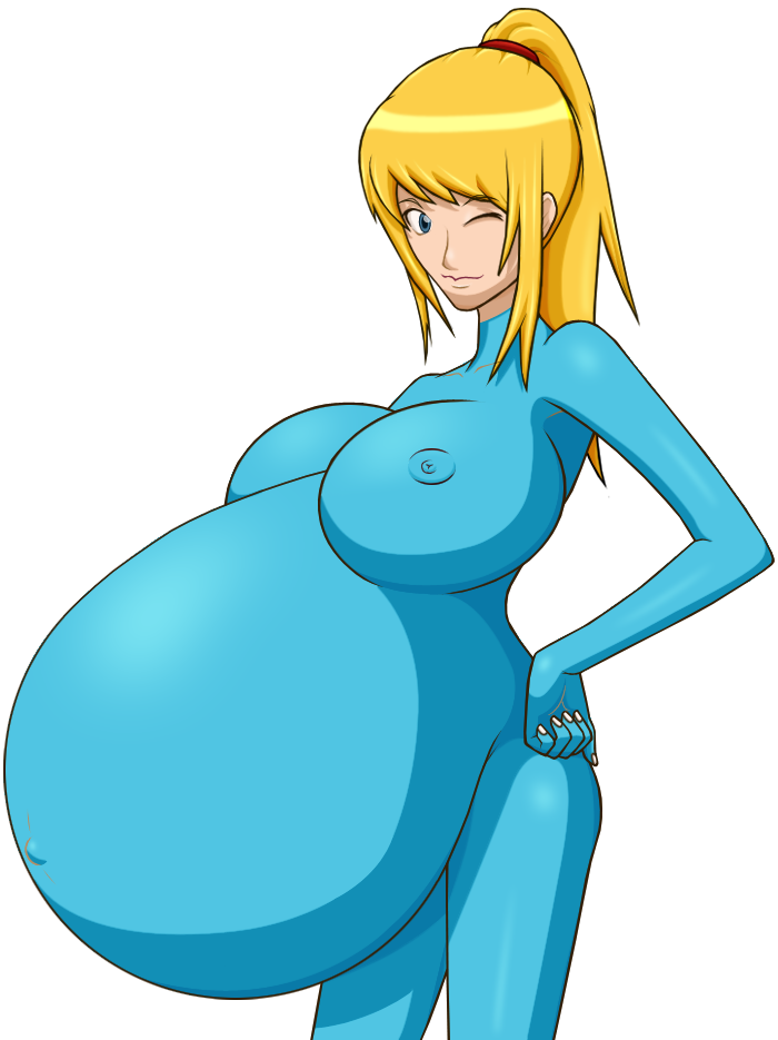 Samus belly inflation animation with