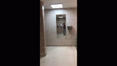 Public bathroom gaping cunt exposure floor