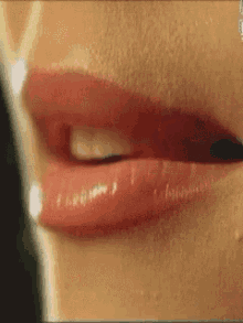 Moist lipgloss lips