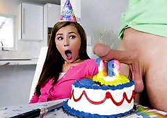 Blowing candles birthday cake anal instead oral