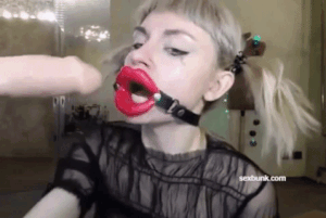 Busty girl gagged without clothes
