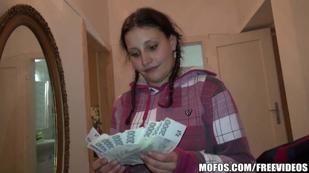Natural Czech girl is paid cash to take a huge cock.