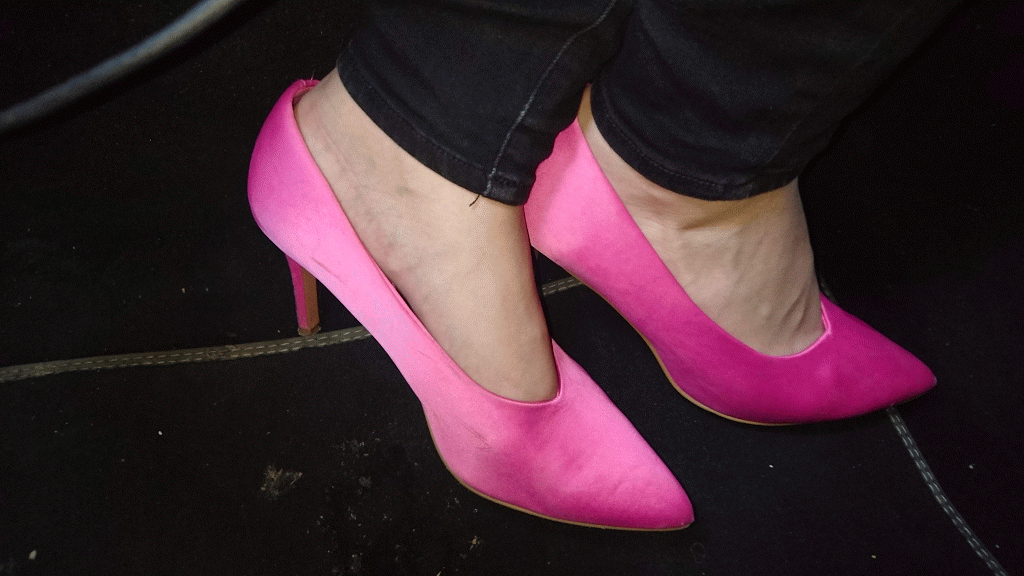 Pink high heels pedal