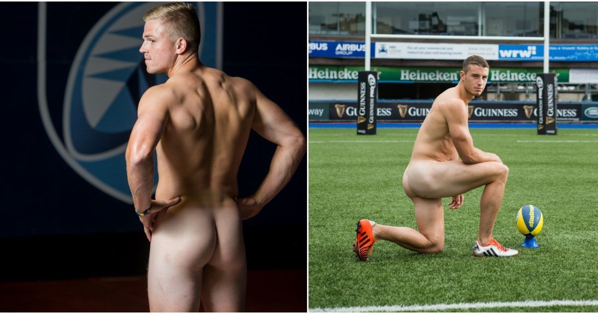 Naked rugby players photoshoot