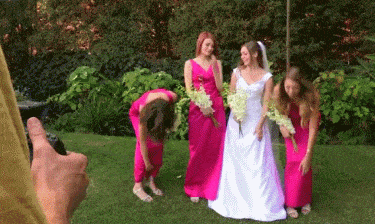 Wedding dress upskirt oops