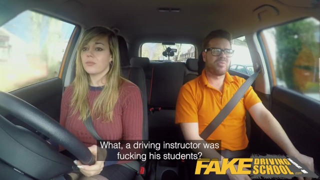 Fake driving school boobs bouncing lesson