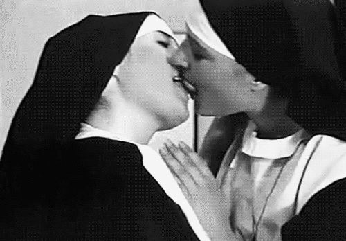 Naughty nuns stockings play with