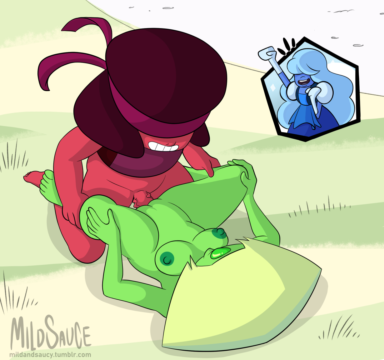 Peridot ruby saphire loop