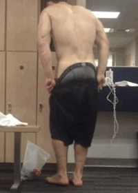 Sexy footballer caught naked locker room
