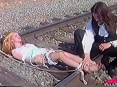 X-Tra reccomend ticklish damsel tickled railroad tracks nylon